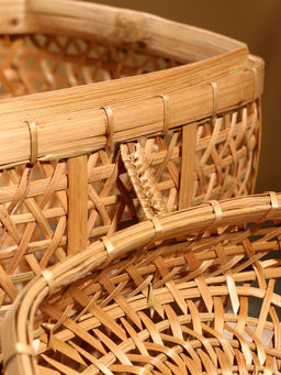 Корзина плетёная «Баскет», 24×24×28 см, бамбук, светлая