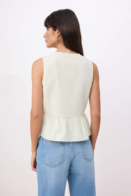 Trendyolmilla Mavi Cizgili Onden Baglama Detayl? Kolsuz Dokuma Bluz TWOSS24BZ00651  фото 15