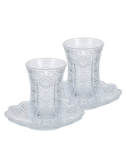 52760 GIPFEL Набор чайный BODRUM: 2 армуда 90мл, 2 блюдца 12см. Материал: хрустальное стекло