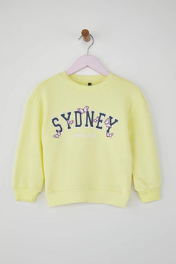 Sar? Pamuklu Slogan Bask?l? Oversize Orme K?z Cocuk Sweatshirt TKDAW26SW00027 - Trendyolmilla фото 2