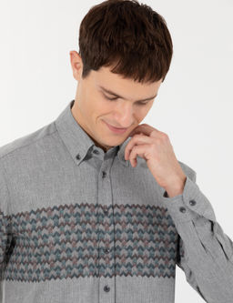 A__k Gri Slim Fit Uzun Kollu G_mlek