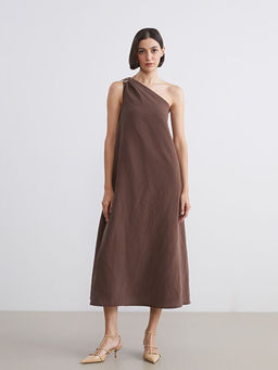 Tek Omuz Modal Kar???ml? A Kesim Elbise