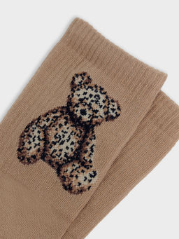 Цена за 5 пар! Носки женские коричневые с рисунком в виде мишки капучино 217K-2894