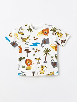 Bisiklet Yaka Bask?l? Erkek Bebek Ti??rt ve ?ort 2li Tak?m - Waikiki фото 2