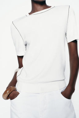 PLAIN KNIT TOP WITH CONTRAST TRIMS - Zara фото 10