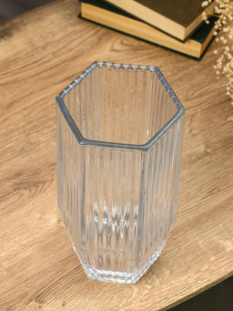 Ваза для цветов «Эдисон», линии, 28×13.5 см, стекло, прозрачная