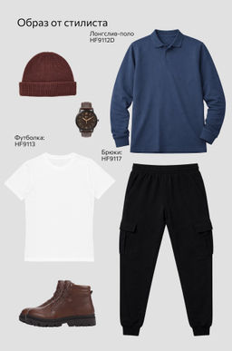 Мужской базовый лонгслив-поло Happy Fox  фото 104