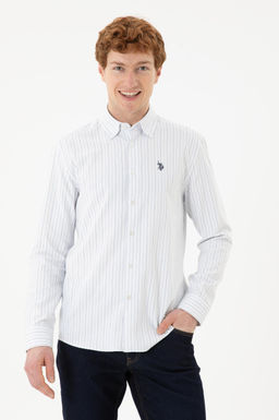 Мужская белая рубашка в синюю полоску - U.s. polo assn фото 10