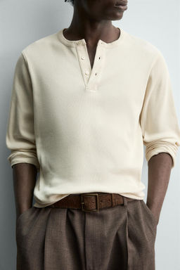 CAMISETA RIB CUELLO PANADERO / Crudo - Zara фото 6