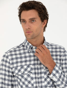 Темно-синяя рубашка классического кроя с длинным рукавом - Cacharel фото 2