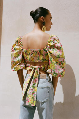 TOP ESTAMPADO FLORAL LAZO / Multicolor