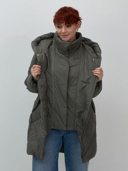 Пальто двубортная зимнее утепленное женское зеленого цвета 7732Z - Visdeer фото 5