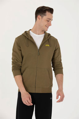 U. S. Polo Assn Мужской вязаный кардиган цвета хаки с капюшоном - U.s. polo assn фото 8