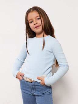 Bisiklet Yaka Uzun Kollu K?z ?ocuk Ti??rt