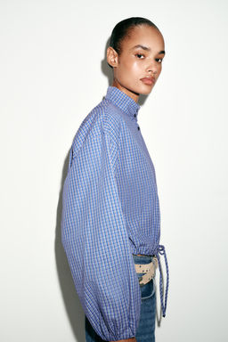 CAMISA CUADROS GLOBO / Azul?n - Zara фото 3