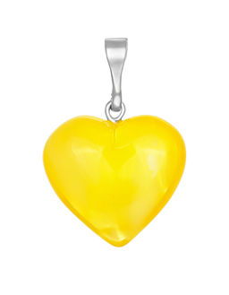 Нежный кулон-сердце из натурального полупрозрачного медового янтаря