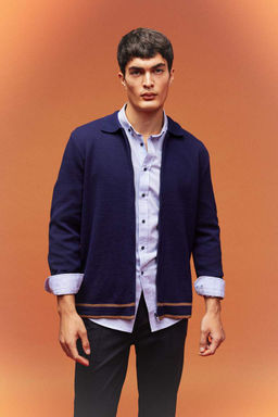 Кардиган стандартного кроя с воротником-поло - Defacto фото 3