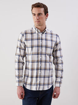 Regular Fit Uzun Kollu Ekose Gabardin Erkek G?mlek