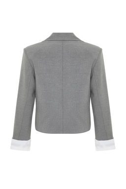 TRENDYOLMILLA Antrasit Kolu Manset Detayl? Dokuma Blazer Ceket TWOSS24BC00015  фото 9