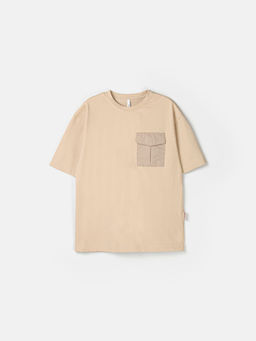 Футболка оверсайз Крем-брюле с карманом 7+