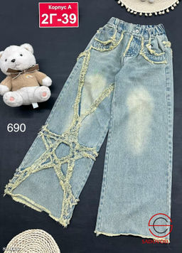 Джинсы для девочки на резинке