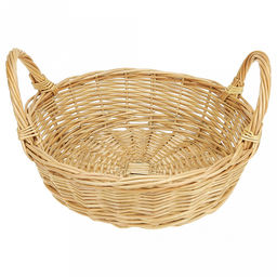 Корзина плетеная "Ушат-3" д31см, h9см, высота с ручкой 18см, круглая, лоза, ручное плетение (Россия)