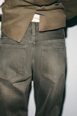 JEANS TRF WIDE LEG TIRO BAJO / Khaki claro - Zara фото 6