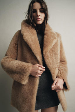 LEATHER COAT WITH SHEEPSKIN ZW COLLECTION - Zara фото 7