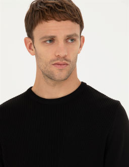 Siyah Slim Fit Bisiklet Yaka Triko Kazak - Pierre cardin фото 2