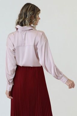 Рубашка из искусственного шелка со спущенным плечом - Looklikecat фото 3