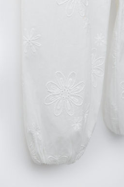 PANTAL?N BOMBACHO FLORES BORDADAS / Blanco - Zara фото 6