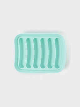 Форма для выпечки и приготовления сосисок Доляна, 6 ячеек, с крышкой, 17.5×13.5,2.8 см, силикон, бирюзовый