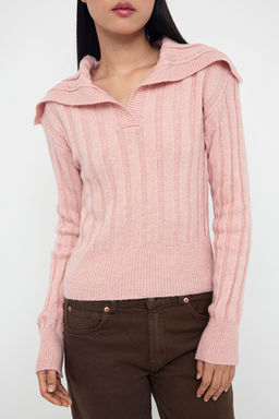 Teen Pembe Yumusak Dokulu Crop/K?sa Triko Kazak TWOAW26KZ00138 - Trendyolmilla фото 3