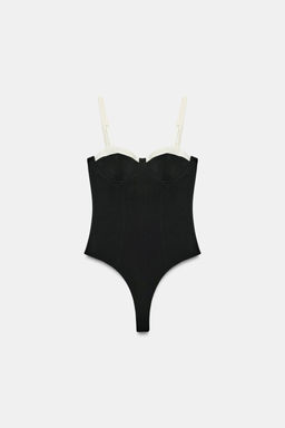 BODY TIRANTES CONTRASTE / Negro / Blanco