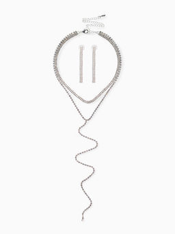 Набор 2 предмета: колье-чокер, серьги Блеск, белый в серебре