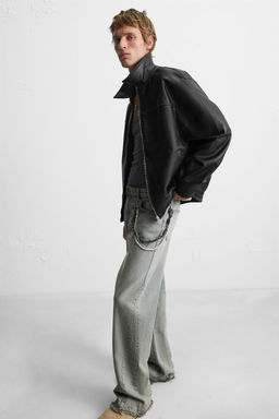 LEATHER EFFECT BOMBER JACKET - Zara фото 6