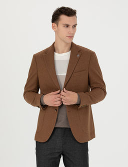 Kiremit Slim Fit Y_n Kar___ml_ Ceket