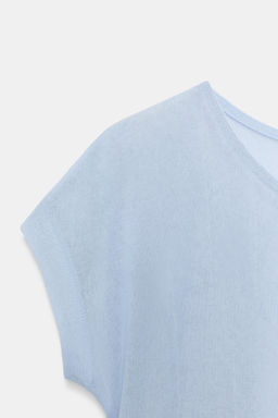 CAMISETA SEMITRANSPARENTE / Azul claro - Zara фото 7