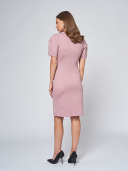 Платье розового цвета длины мини с объемными рукавами - 1001dress фото 3