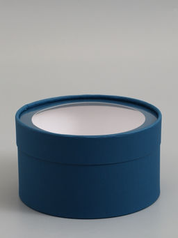 Подарочная коробка круглая, морской, завальцованная с окном, 18×10 см