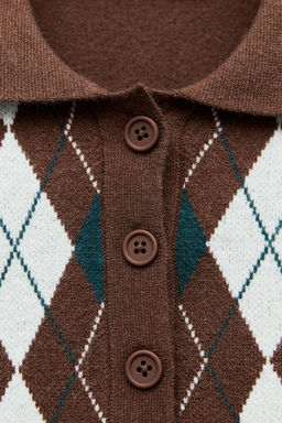 ARGYLE JACQUARD POLO SWEATER - Zara фото 16