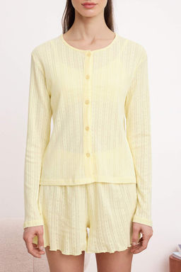 Sar? %100 Pamuklu 3lu Fitilli/Pointel Orme Pijama Tak?m? THMSS26PT00161