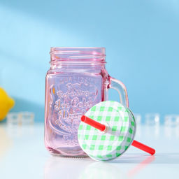 Банка стеклянная с крышкой и трубочкой Доляна «Галерея», 500 мл, 11×8×13.5 см, цвета МИКС
