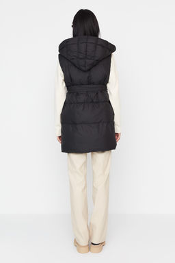 Siyah Kapusonlu Kemerli Su Itici Sisme Yelek TWOSS21YE0002 - Trendyolmilla фото 5