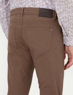 A__k Kahverengi Slim Fit Kanvas Pantolon
