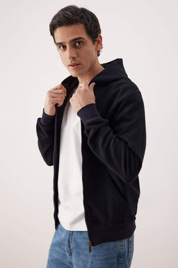 Siyah Regular/Normal Kesim Fermuarl? Kapusonlu Dokulu Sweatshirt TMNAW26SW00067 - Trendyolmilla фото 26