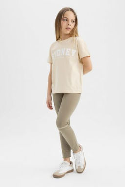 K?z Cocuk Bask?l? Uzun Boy Tayt