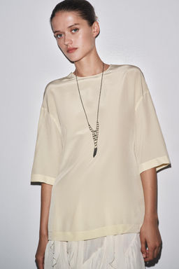 ZW COLLECTION LIMITED EDITION SILK SHORT SLEEVE TOP - Zara фото 2