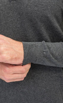 Джемпер мужской с отложным воротником и планкой на пуговицах F221-15-22021 темно-серый меланж - Fine joyce фото 5