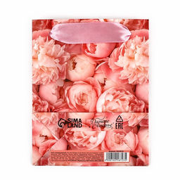 Цена за 2 шт. Пакет ламинированный двухсторонний Пионы, с тишью и открыткой, S, 12?15?5.5